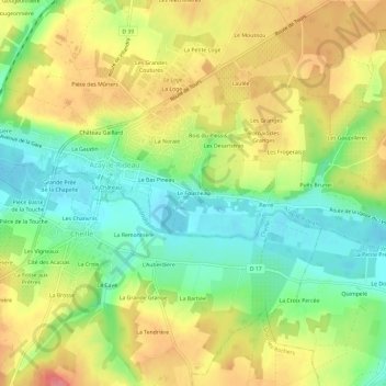 Mappa topografica Le Fourneau, altitudine, rilievo