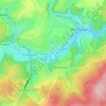 Mappa topografica Berguème, altitudine, rilievo