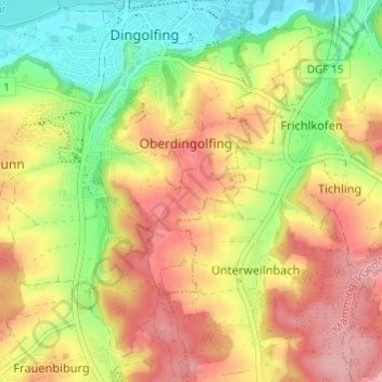 Mappa topografica Kaltenberg, altitudine, rilievo