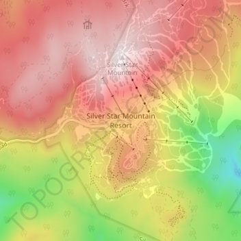 Mappa topografica Silver Star Mountain Resort, altitudine, rilievo