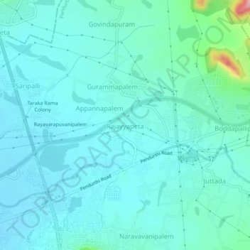 Mappa topografica Rajayyapeta, altitudine, rilievo