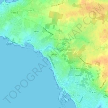 Mappa topografica Brandu, altitudine, rilievo