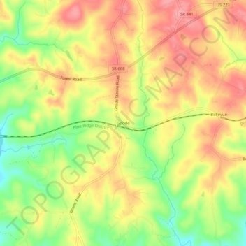 Mappa topografica Goode, altitudine, rilievo