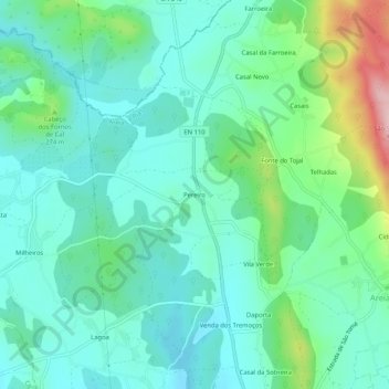 Mappa topografica Pereiro, altitudine, rilievo
