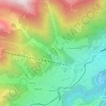 Mappa topografica En Davos, altitudine, rilievo