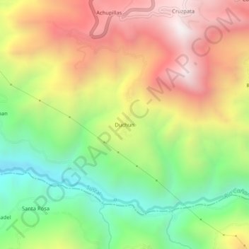 Mappa topografica Duchun, altitudine, rilievo