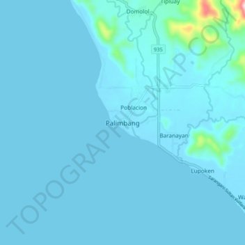 Mappa topografica Palimbang, altitudine, rilievo