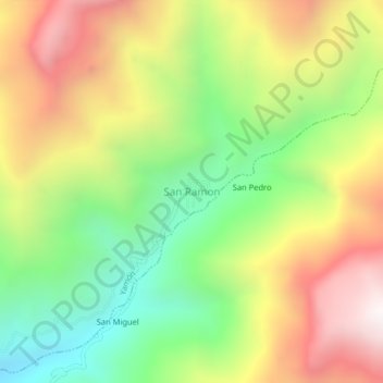 Mappa topografica San Ramon, altitudine, rilievo