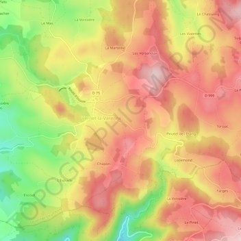 Mappa topografica Le Vernadet, altitudine, rilievo
