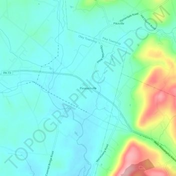 Mappa topografica Pleasantville, altitudine, rilievo