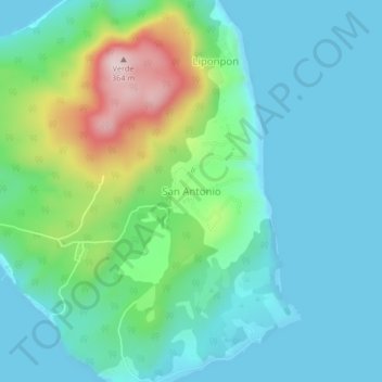 Mappa topografica San Antonio, altitudine, rilievo