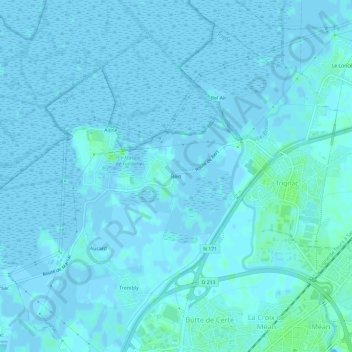 Mappa topografica Bert, altitudine, rilievo