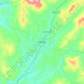 Mappa topografica Tlaxiaco, altitudine, rilievo