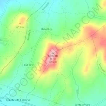Mappa topografica Serra de El Rei, altitudine, rilievo