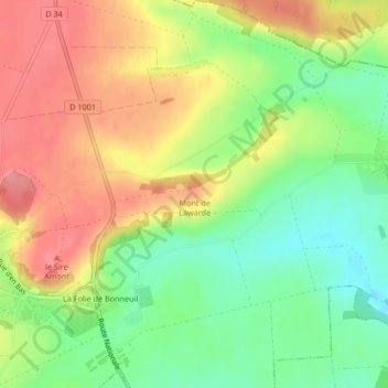 Mappa topografica Mont de Lawarde, altitudine, rilievo
