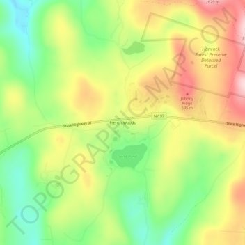 Mappa topografica French Woods, altitudine, rilievo