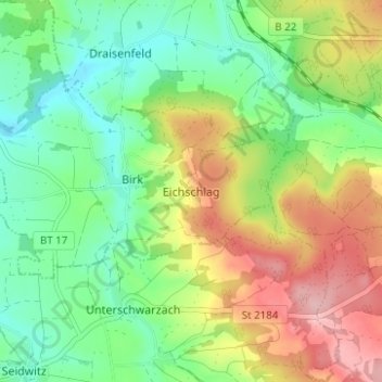 Mappa topografica Eichschlag, altitudine, rilievo