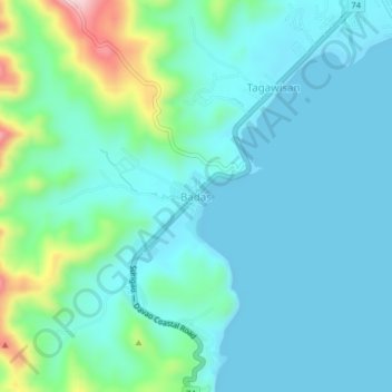 Mappa topografica Badas, altitudine, rilievo