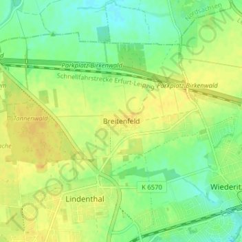 Mappa topografica Breitenfeld, altitudine, rilievo