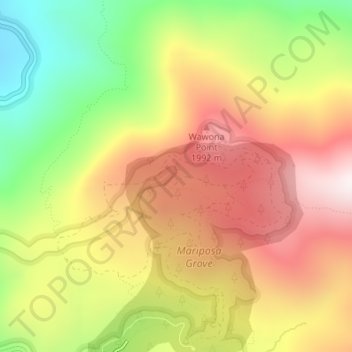 Mappa topografica Mariposa Grove, altitudine, rilievo