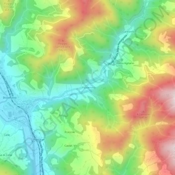 Mappa topografica Passerini, altitudine, rilievo