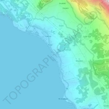 Mappa topografica Tučepi, altitudine, rilievo