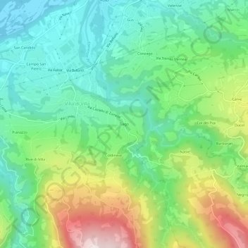 Mappa topografica Tiago, altitudine, rilievo