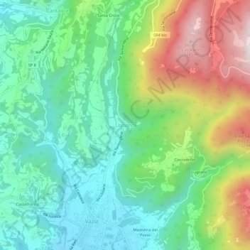 Mappa topografica Lisciano, altitudine, rilievo