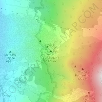 Mappa topografica Volcán de Tajogaite, altitudine, rilievo