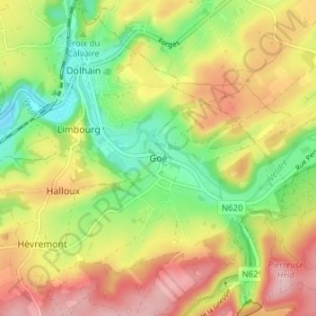 Mappa topografica Goé, altitudine, rilievo