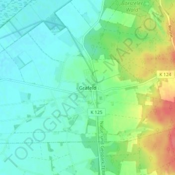 Mappa topografica Grafeld, altitudine, rilievo