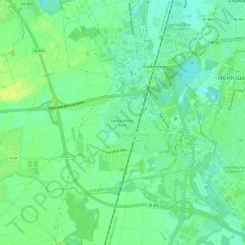 Mappa topografica Geispolsheim-Gare, altitudine, rilievo
