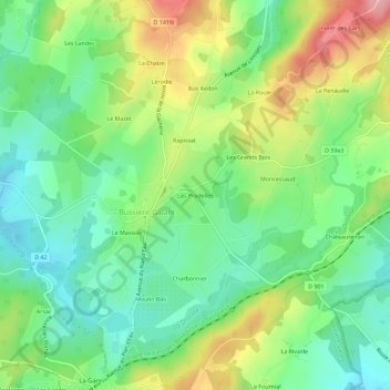 Mappa topografica Les Pradelles, altitudine, rilievo