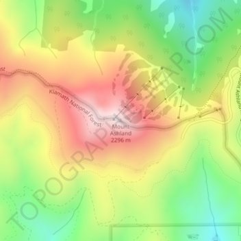 Mappa topografica Mount Ashland, altitudine, rilievo