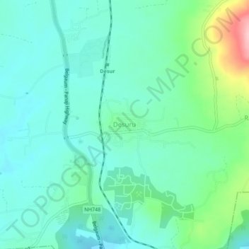 Mappa topografica Desuru, altitudine, rilievo
