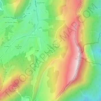 Mappa topografica Uclaire, altitudine, rilievo
