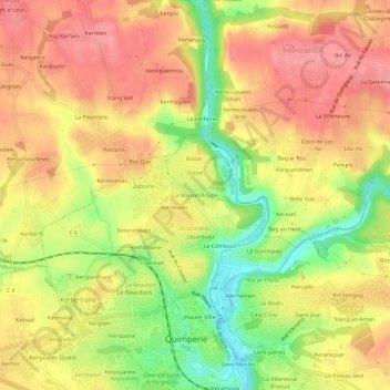 Mappa topografica La Maison Rouge, altitudine, rilievo