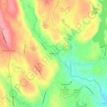 Mappa topografica Daniels Mill, altitudine, rilievo