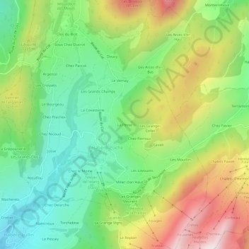 Mappa topografica La Pesse, altitudine, rilievo