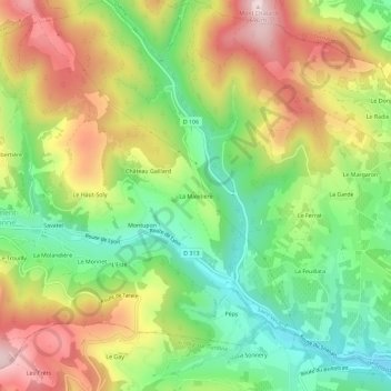 Mappa topografica La Maletière, altitudine, rilievo