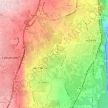 Mappa topografica Sciarelle, altitudine, rilievo