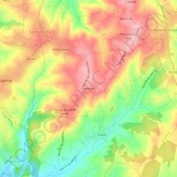 Mappa topografica Ventosa, altitudine, rilievo