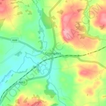 Mappa topografica Crossgates, altitudine, rilievo