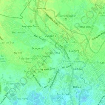 Mappa topografica Santa Rosa, altitudine, rilievo