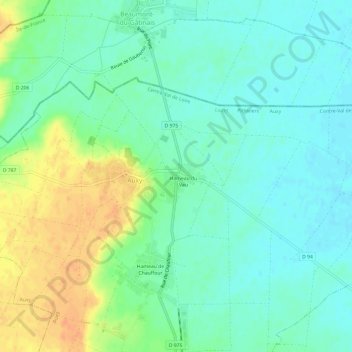 Mappa topografica Le Vaux, altitudine, rilievo