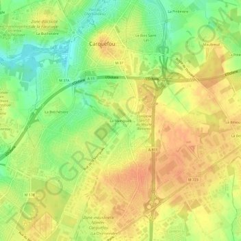 Mappa topografica La Mainguais, altitudine, rilievo