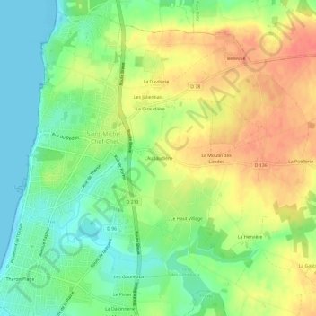Mappa topografica L'Aubaudière, altitudine, rilievo
