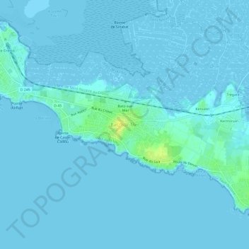 Mappa topografica Batz-sur-Mer, altitudine, rilievo