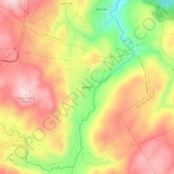 Mappa topografica Bustelo, altitudine, rilievo