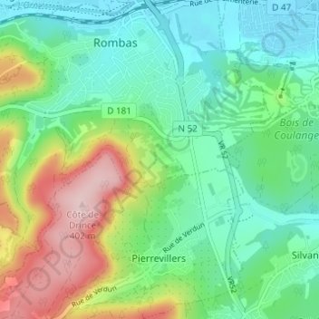 Mappa topografica Ramonville, altitudine, rilievo